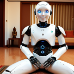 **Image Prompt:** A friendly, approachable humanoid robot sitting in a comfortable living room setting, perhaps with Thai-style decorations. The robot is facing the viewer with a gentle smile, suggesting it's ready to listen. The color palette should be warm and inviting.