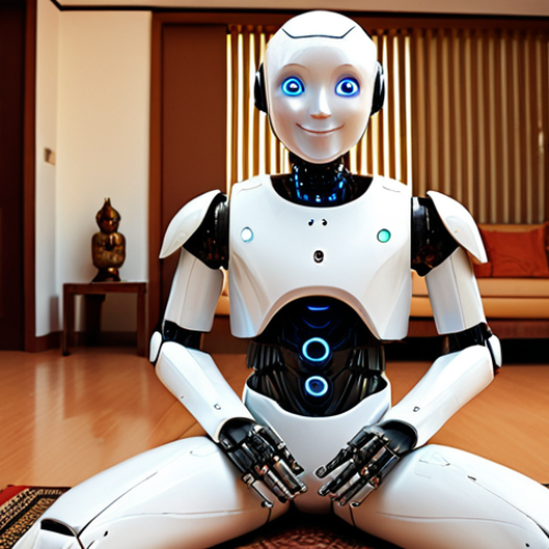 **Image Prompt:** A friendly, approachable humanoid robot sitting in a comfortable living room setting, perhaps with Thai-style decorations. The robot is facing the viewer with a gentle smile, suggesting it's ready to listen. The color palette should be warm and inviting.