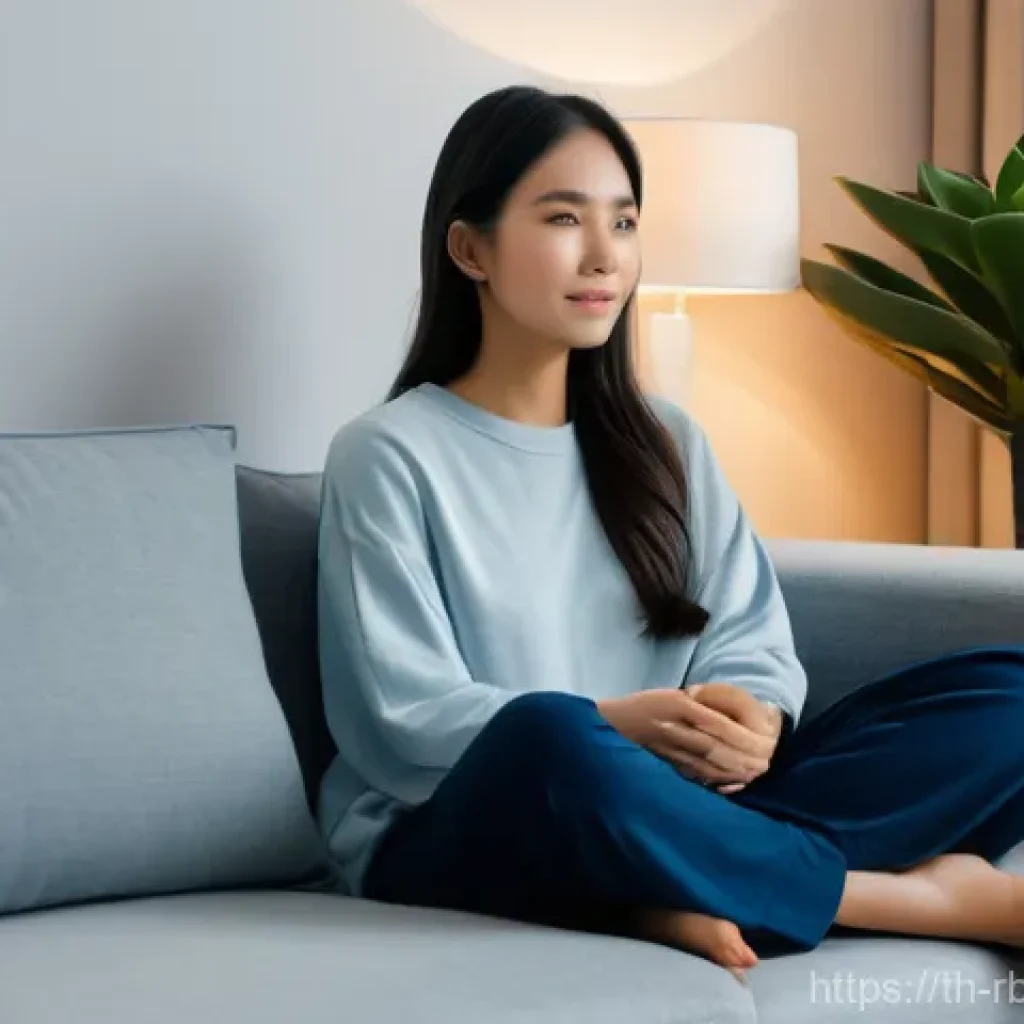 로봇 심리상담의 성공적인 사례 연구 - **Prompt:** A serene and comforting scene where a young Thai woman in her late 20s, with long dark h...