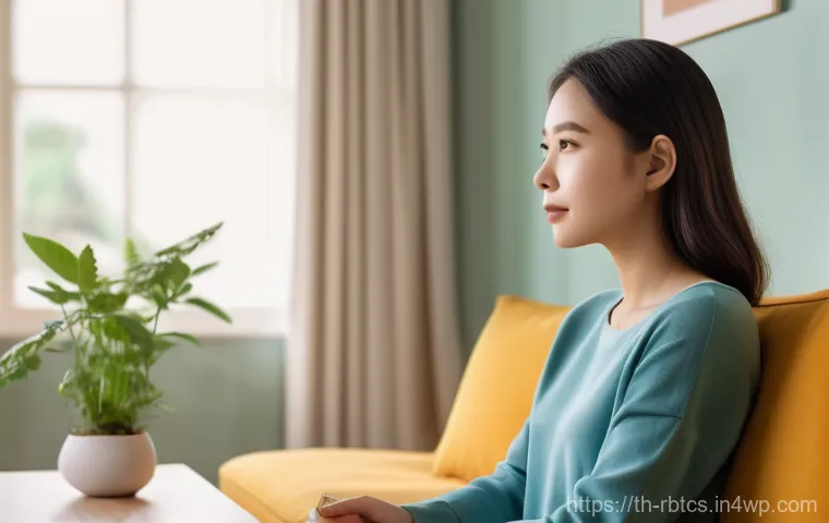 로봇 심리상담의 감정 지원 기술 - **Prompt:** A young Thai woman, dressed in modest, comfortable casual wear, sits on a modern sofa in...