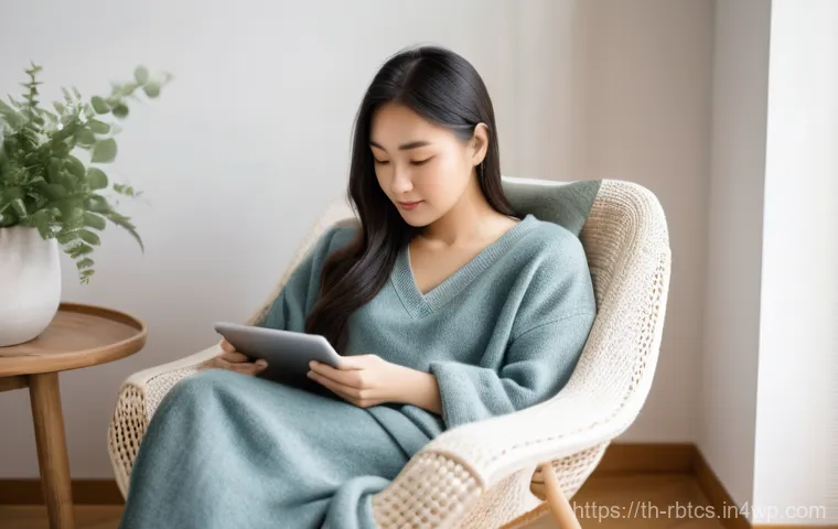로봇 심리상담에서의 비대면 상담의 장점 - **Prompt 1: Serene Online Consultation at Home**
    "A cozy, sunlit living room with warm wooden to...