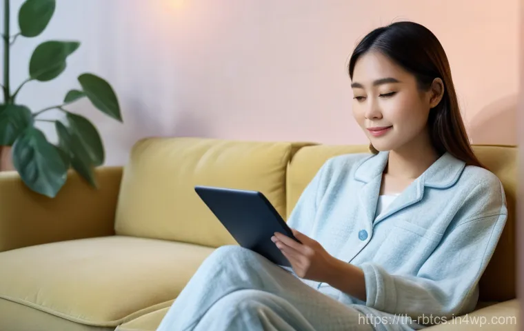 로봇 심리상담의 적용 사례 연구 - **Prompt:** A young Thai woman in her late 20s sits comfortably on a plush sofa in a softly lit, mod...