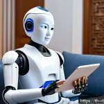 Home 20 로봇 심리상담의 고객 맞춤형 솔루션 개발 - A futuristic therapy robot interacting compassionately with a young Thai adult in a cozy, private ho...
