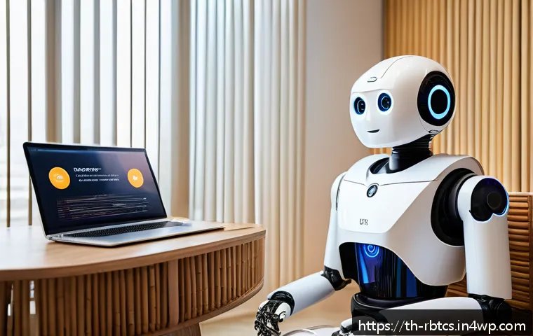 로봇 심리상담의 지속 가능성 전략 - A modern, friendly AI mental health robot displayed on a sleek smartphone screen, surrounded by calm...