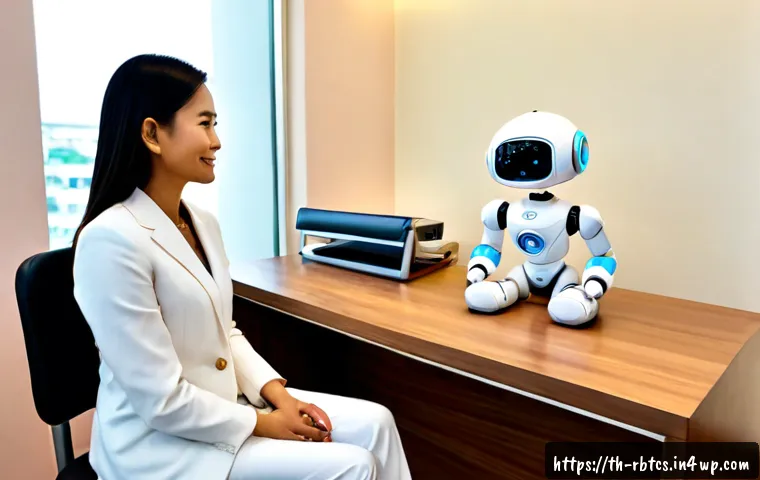 Home 29 로봇 심리상담의 고객 요구 사항 분석 - Photorealistic customer-needs analysis scene in a modern Bangkok wellness consultation room, a frien...
